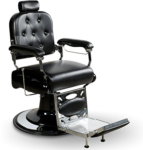 205023 Herrenstuhl Friseurstuhl mit Fußablage schwarz