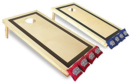 Driveway Games Traditionelle Regulierung Cornhole Set Offizielle 2x4 Holz Mais Wurfbretter & 8 professionelle Allwetter-Sitzsäcke, Mehrfarbig