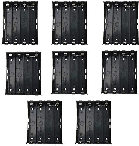 Ltsstoreuk 18650 Battery Case Holder, 8Pack x 4Slots x 3.7V ABS Plastic, Spring Pin for 4 x 18650, DIY Battery Storage Box
