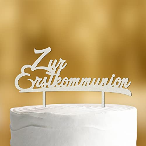 Cake Topper Zur Erstkommunion [Schriftzug] - Acryl Satiniert - Tortendeko Kommunion deko Mädchen deko Erstkommunion Junge Party deko Junge Tortenaufleger Kommunion