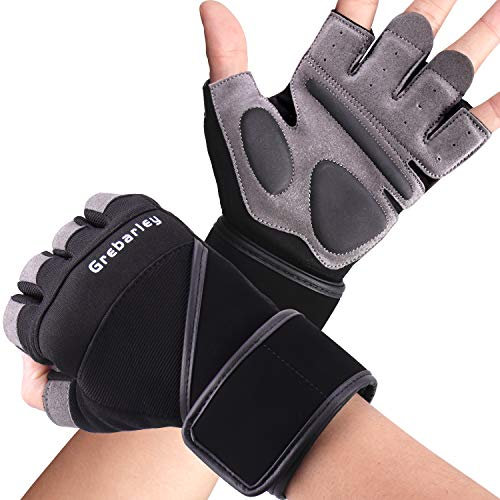 Grebarley Fitness Handschuhe,Trainingshandschuhe für Damen und Herren - Fitness Handschuhe für Krafttraining,Bodybuilding,Kraftsport & Crossfit Training (L, lang)