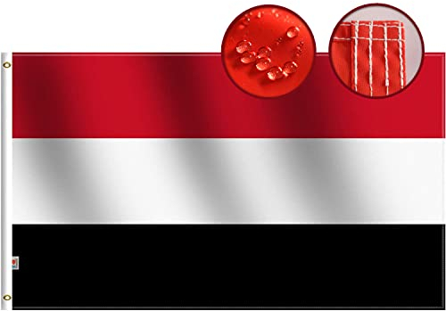 Rungift Jemen-Flagge, 91.4 x 152.4 m, für draußen, groß, moderat, beidseitig verwendbar, Leinenheader und doppelt genäht – Messing-Ösen für einfaches Ausstellen, Jemeni-Flaggen