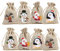 CCINEE 36 x Weihnachts-Leinentaschen mit Kordelzug, Weihnachts-Geschenktüten aus Jute mit doppelten Jute-Kordeln, 4 Designs, Schneemann, Weihnachtsmann, Pinguin und Elch