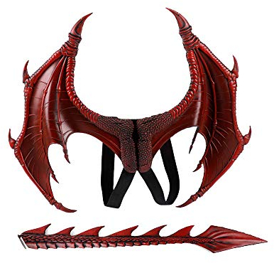 BaronHong Halloween Karneval Kostüm Cosplay Eagle Wings für Erwachsene ((Wing-Tail) -rot, M)