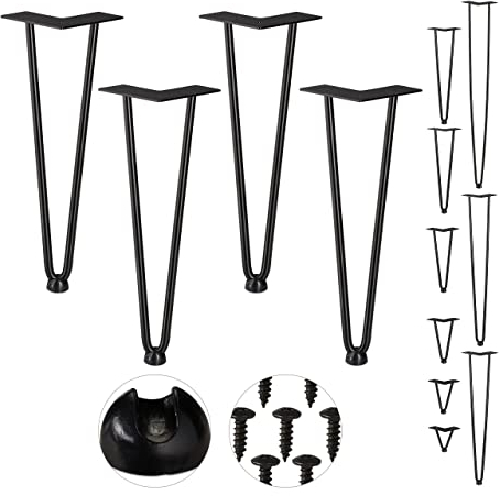 Relaxdays Hairpin Legs, 4er Set, 2 Streben, Metall, Haarnadel Tischbein für Hocker, Tisch & Schrank, 36 cm hoch, schwarz