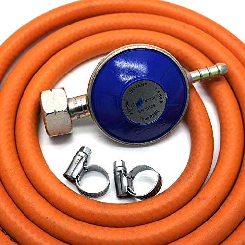 Butane Gas Regulator With 1m Hose + 2 Clips Fits Calor Gas 4.5Kg Cylinders