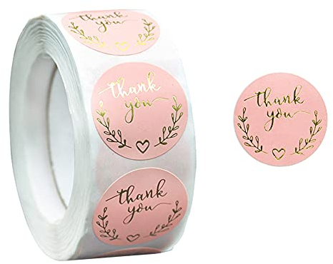 GKONGU Danke Aufkleber,500 Stück Runde schön Selbstklebende Dankeschön Geschenkaufkleber Etiketten,Geschenkverpackung Aufkleber für DIY, Backen Geschenktüten,Versiegelungstasche,Rosa