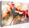 B&D XXL - Peinture Acrylique 120x80 cm 1 Partie - Impression sur Toile Décoration Finie à la Main Salon Chambre Bureau Cadre Déco Moderne Murale - Fleurs Coquelicots Rouge 0107-13