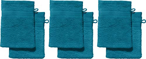 REDBEST Waschhandschuhe, Waschlappen 6er-Pack Chicago Petrol Größe 15x21 cm - saugstark, strapazierfähig, ideal für Reisen, Sport (weitere Farben)