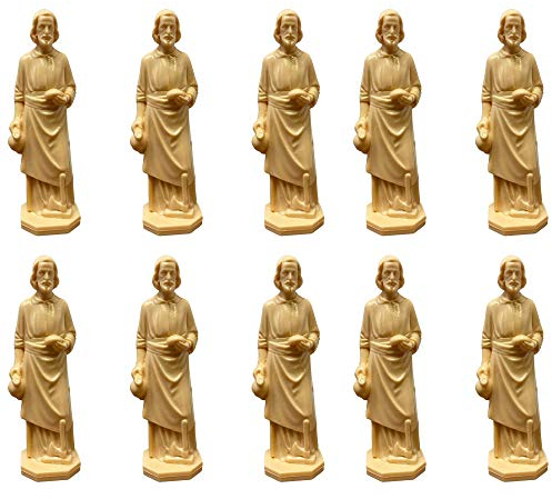 Needzo Mini Saint Joseph Statue katholische Andachtsrealtor Geschenk, Schutzpatron der Väter, Familie und Arbeiter, 8,9 cm, 10 Stück