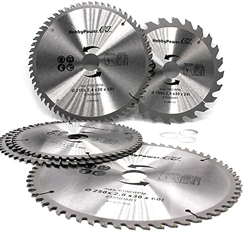 Kreissägeblatt Sägeblatt Hartmetall für Holz Tischkreissäge Kappsäge Gehrungssäge 230x30mm 40 Z Zähne + 3 Reduzierringe auf 24,4mm, 20mm und 16mm