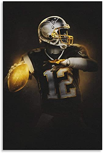 Iooie GemäLde Auf Leinwand American Football Legendary Star Tom Brady Sport für Wohnzimmer Dekor Wandkunst Malerei Poster Druckt Bilder 23.6x35.4(60x90cm) Kein Rahmen