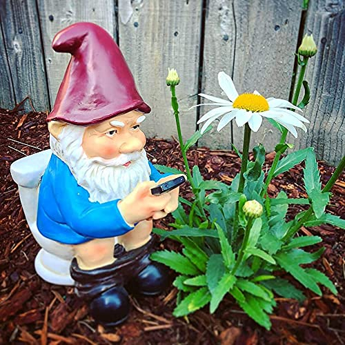Statue de nain de jardin amusante de gobelin de jardin, sculpture de nains de jardin coquins, ornements de nains de jardin grossiers, figurine d'art en résine pour intérieur et extérieur (AW-004)