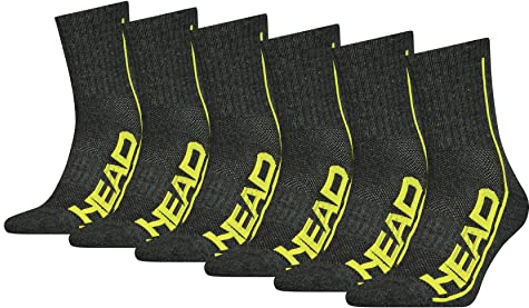 HEAD Herren Performance Short Crew 6p Ecom, Dark grey / Lime, 43