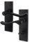 EAI Black Victorian Scroll Bathroom Door Handles | 1 Pair of Matt Black Internal Lever Handles on Backplate