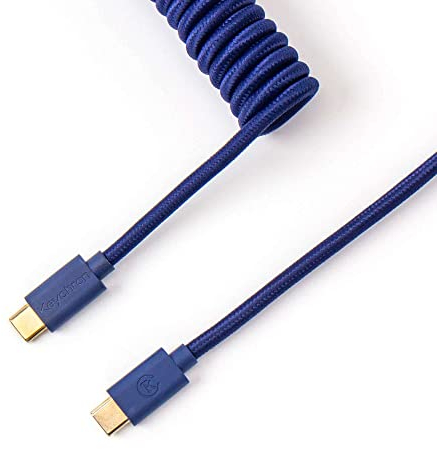 Keychron Spiralkabel Aviator - Mechanisches Tastaturkabel, Typ-C, 5-polig (GX12), blau