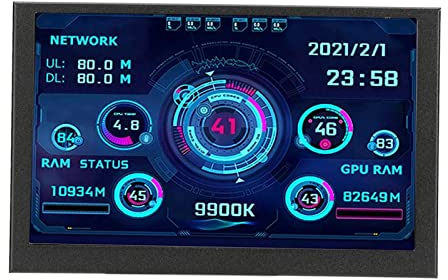 GOWENIC 5 Zoll IPS USB Mini Bildschirm, PC Temperaturanzeige AIDA64 PC CPU RAM Datenmonitor PC Sensor Panel Display Temperatur Monitor, PC Sensor Panel Display Computer Temp Monitor