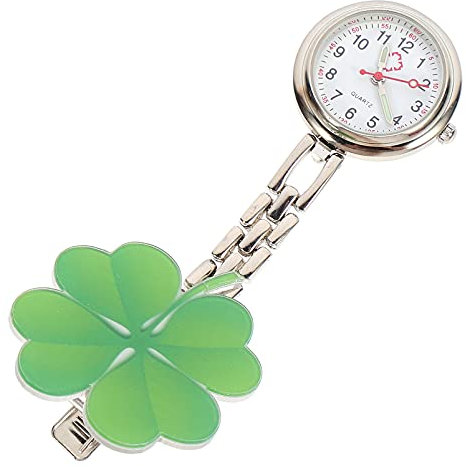 Gatuida Krankenschwester Taschenuhr Für Junge Mädchen Tragbare Legierungsuhr Mit Vierblättrigem Kleeblatt-Design Langlebige Kinderuhr Mit Klarem