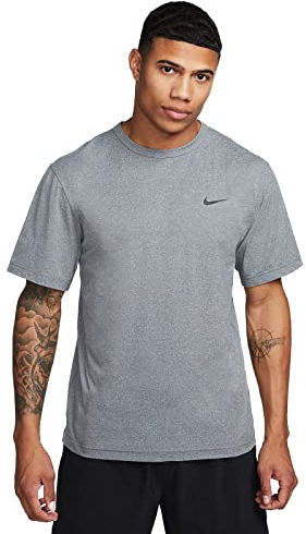 Nike Herren Df Uv Hyverse Ss T-Shirt, Smoke Grey/Htr/Black, S
