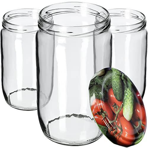 KADAX Lot de 8 bocaux de conservation de 720 ml avec couvercle à visser de 82 mm de diamètre pour la conservation, la conservation et la préparation des repas – Bocaux hermétiques Twist-Off (légumes