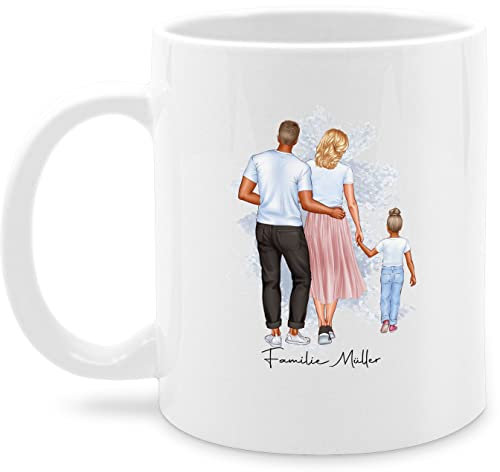 Tasse Tassen 325ml - Familie Mama Papa Kind - 325 ml - Weiß - familien geschenke muttertagstasse mutti mom dad kaffeetasse mugs father mother daughter mutter-tasse muttertag vater und tochter