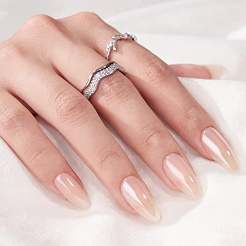 BTArtbox Press On Nails Mandel Kurz Glossy Fake Nails 30 Stück Sheer künstliche Nägel zum Aufkleben mit Nail Glue, Short Almond Künstliche Fingernägel Natuerlich False Nails für Frauen & Mädchen