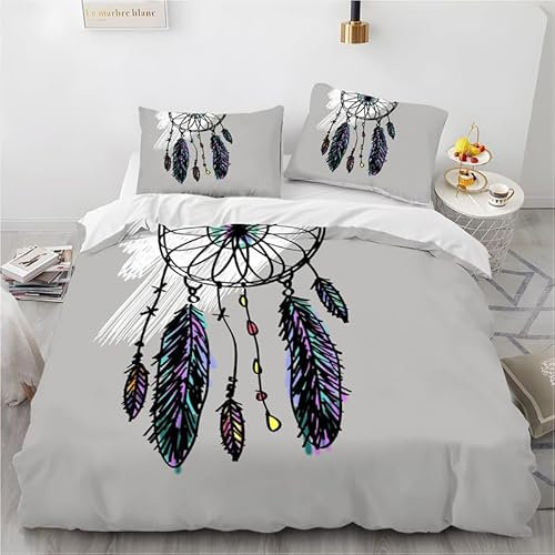 phonxia Bettwäsche 90x200 Grauer TraumfäNger Bettbezug 90x200 mit Reißverschluss Bettwäsche Set 2 Kissenbezug 80x80 cm Deluxe Atmungsaktiv Reversibel Mikrofaser