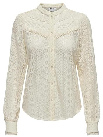 ONLY Onlreba Lace L/S Shirt WVN Noos Chemise, Egret, M Femme