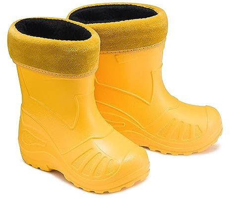 ESTRO Stivali da Pioggia Bambino - Stivali di Gomma Bambino Stivaletti Pioggia Bambino Stivaletti Gomma Bambina Stivali Bambino Pioggia con Fodera K050 (28 EU, K050 Giallo)