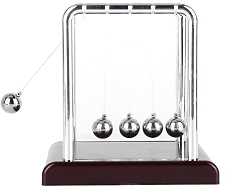 Newton's Cradle, Newton Cradle Balance Balls Pendulum Classic Newton Swing Ball Steel Science Physics Gadget Desk Toys with Wooden Base for Home Office Desktop