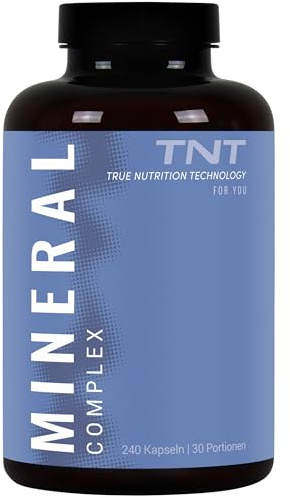 TNT Mineral Complex - 240 Kapseln - 10 Mineralien pro Kapsel | Hochdosiert - Basisversorgung - Multimineralkomplex v.a. für Sportler - 100% Vegan - 300mg Magnesiumcitrat - Made in Germany