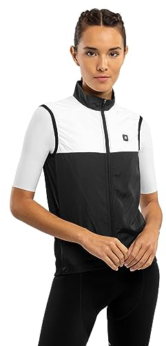 SIROKO - Gilet Vélo Coupe-vent pour Femme V1-W Copenhagen - M - Noir/Blanc