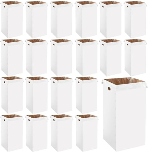 Nosiny 20 Pcs 50 Gallon Cardboard Trash Cans for Events, Recycling Pop-up Corrugated Cardboard Bin with Trash Bag, Disposable and Reusable Garbage Box, Foldable Waste Container for Outdoor Party