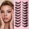 Wimpern Fake Lashes Cat Eye 10 Paare D Curl Natural Lashes 3D Fluffy Strip Wimpern Künstliche Wimpern Wiederverwendbare Natural Lashes von JUINGIO(Y506)