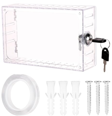 BOXOB Thermostat Lock Box with Keys, Transparent Cover Clear Guard for Wall AC Home Restaurant Supply Fits 6.3x4.5x2.3 Inch or Smaller