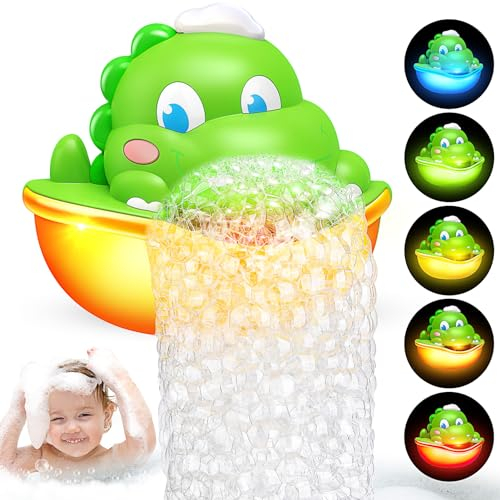 Grriopi Bath Bubble Machine, Bath Toys for 1 2 3 4 Year Olds Boy Girl Gifts Light Up Baby Bubble Bath Toys for Babies 6-12 Months Birthday for Kids Dinosaur Toys Age 1-5 Toddler Bath