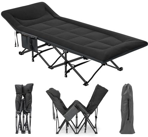 YITAHOME Feldbett Klappbar für Erwachsene, Robustes Campingbett mit Einer Traglast von 260 kg, Starkes Gestell mit Dickeren Rohren, Feldbett mit Tragetasche für Reisen/Büro/Outdoor, Schwarz