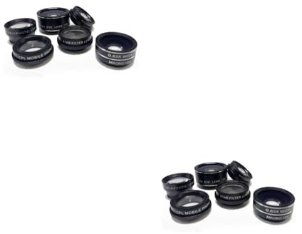 Housoutil 2pcs Phone Lens Fish-eye Macro Wide Angle Teleconverter Lens for Smartphone Camera