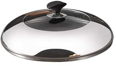Topfdeckel Wok-Deckel, 16–34 cm, Edelstahl, Wok-Abdeckung, Einsatz aus gehärtetem Glas, Dampflöcher, ergonomischer Griff, Haushaltsdampfer-Deckel, Wok-Zubehör Deckel (Size : 34)