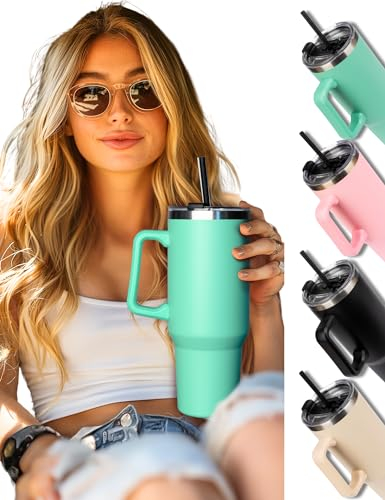 MOMO WAY Tazza Termica Con Cannuccia Thermos Da Viaggio Con Coperchio Per Bevande Fredde e Calde Da Asporto Grande 1200 ml Verde