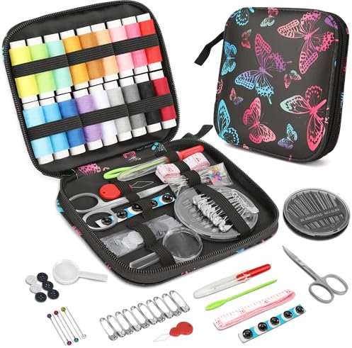 KEYHOT Nähset Grundausstattung, Reisenähset Nadel und Faden Set, Reise Nähzeug Set Kleines Sewing Kit mit Inhalt für unterwegs Hochwertig Anfänger mit Knöpfen(87PCS)