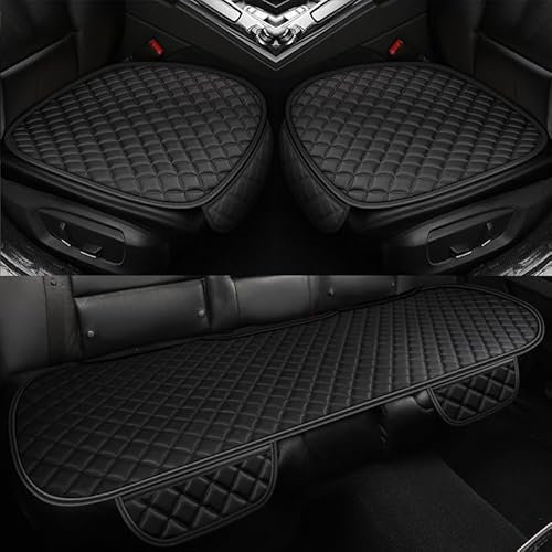 FUJIUM 3 Teiliges Set Auto Sitzkissen für VW Tiguan 2017-2023, Komfortschutz für Das Innenkissen des Autos, Sitzauflage Vordersitzbezüge und Rücksitzbezüge Zubehör,D/Black