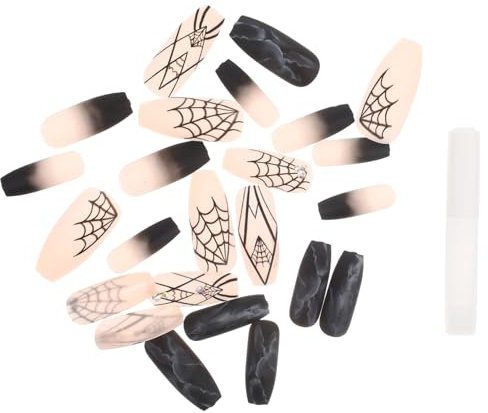 HAPINARY 1 Faux Ongles D'halloween Faux Ongles Fille Ongles Pour Femmes Faux Ongle Détachable Faux Ongle Toile D'araignée Manucure Faux Ongle Manucure Charme Manucure Ongles Abdos