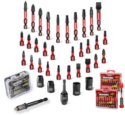 Geinxurn Magnetic Nut Driver Set, 38Pieces Impact S2 Steel Driver Bit Set,3/8 Drive Socket Set(6 Point),Magnetic Socket Drive Adapter, Multi-Screwdriver Bit Set with Bit Holder
