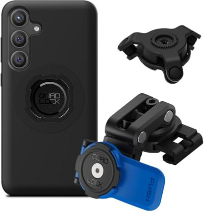 Quad Lock Motorcycle Brake Reservoir Phone Mount Kit with Vibration Dampener and Galaxy S24+ MAG Case