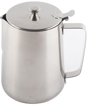 Nimomo Pichet à Lait en Acier Inoxydable, Pot à Lait, Tasse café Mousse de avec Couvercle pour au (600 ml)
