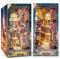 FUNPOLA Puzzle 3D en Bois Book Nook Kit, Maquette en Bois à Construire Puzzle 3D Maison de poupée miniature à monter soi-même avec LED, serre-livres à insérer dans une étagère (Allée nocturne magique)
