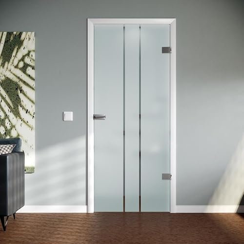 Glasdrehtür Bardo aus ESG nach Maß – Stilvolle Glastür mit Satinierung (Floatglas 8mm, standard, Breite x Höhe: 834 mm x 2097 mm)