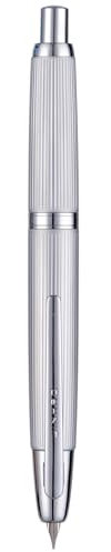 Jinhao 10 Press Füllfederhalter mit Box, Gebürstetes Mattes Chrom einziehbares extra feines Feder mit Tintenkonverter-Set (Silber Clip)