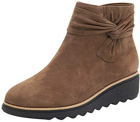 OBiQuzz Stivaletti da donna in camoscio con tacco – alla caviglia con chiusura lampo laterale, zeppa, stivali da donna eleganti, antiscivolo, per il tempo libero, con tacco alto, khaki1, 40